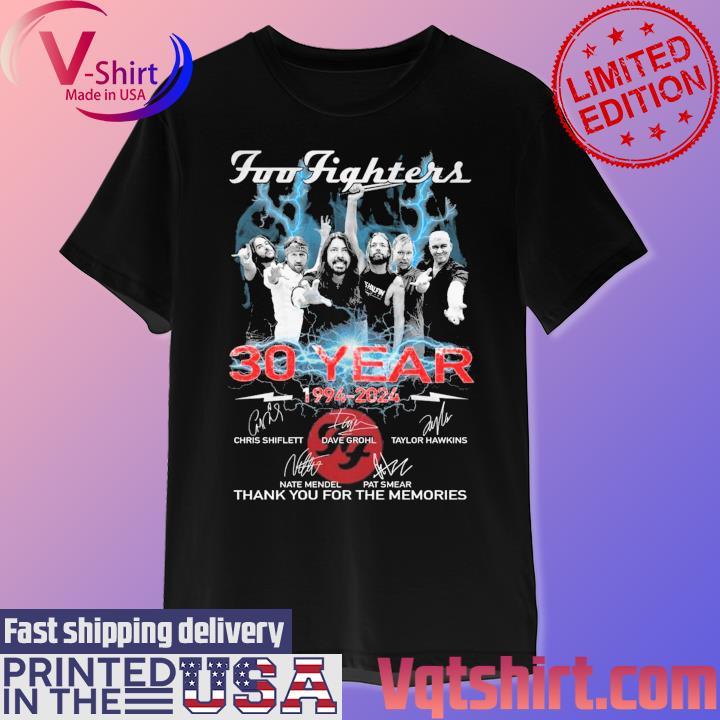 Foo Fighters 30 Years 1994 – 2024 Thank You For The Memories Signatures Shirt