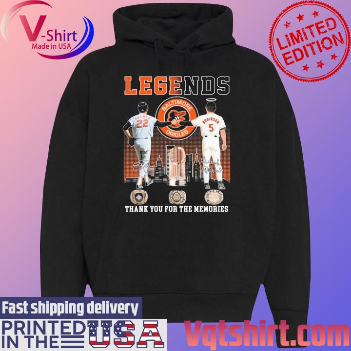 Legends Baltimore Orioles Palmer And Robinson Thank You For The Memories  signatures shirt, hoodie, sweater, long sleeve and tank top