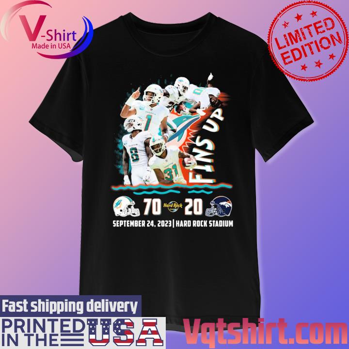 Miami Dolphins Fins Up 2023 Dolphins Beat Broncos 70-20 Shirt, hoodie,  sweater, long sleeve and tank top