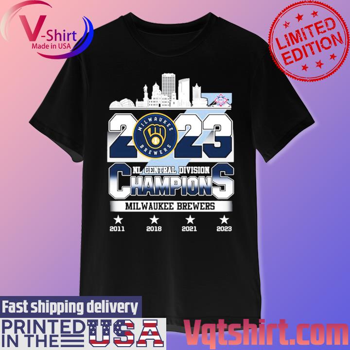 NEW Brewers Baseball Milwaukee Skyline 2023 NL Central Division Champions  Shirt