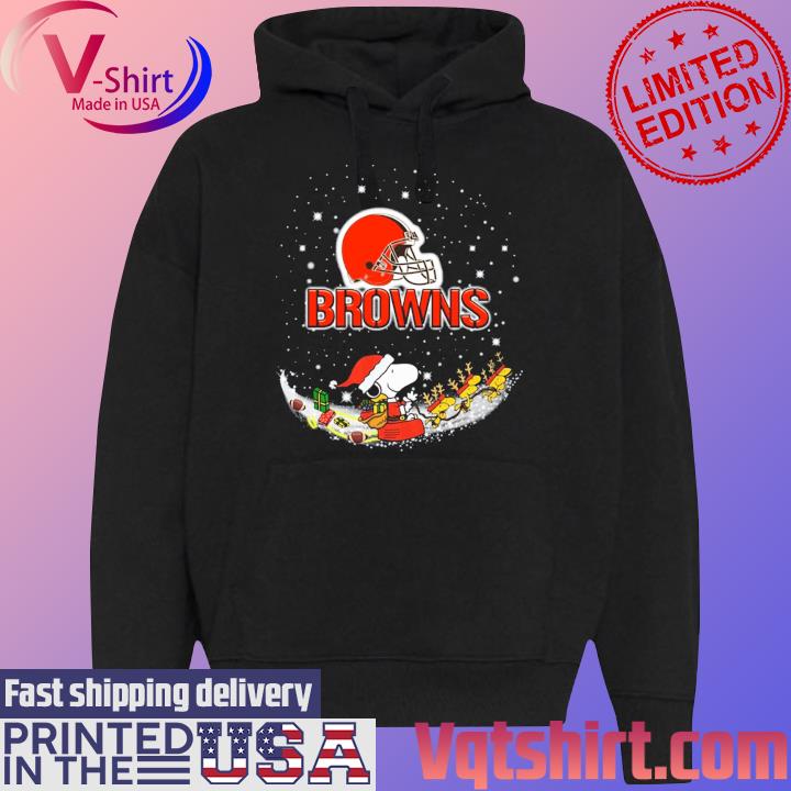 Official San Snoopy reading Woodstock Reindeer Cleveland Browns