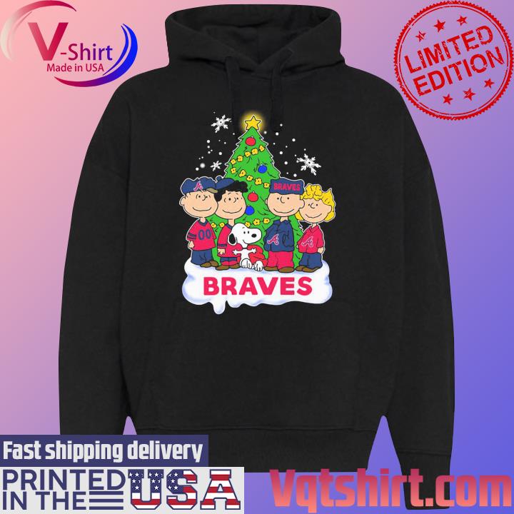 Peanuts Characters Loves Christmas And Atlanta Braves Shirt