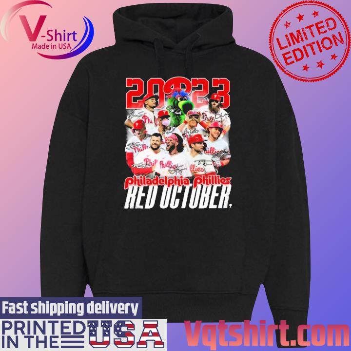 2023 Philadelphia Phillies Red October Signatures Shirt Black Hoodie