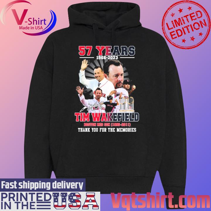 57 years 1966 2023 Tim Wakefield thank you for the memories signature  shirt, hoodie, sweater, long sleeve and tank top