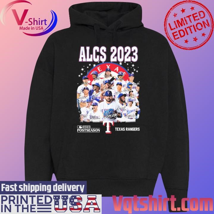 ALCS 2023 Postseason Texas Rangers Team signatures shirt Black Hoodie