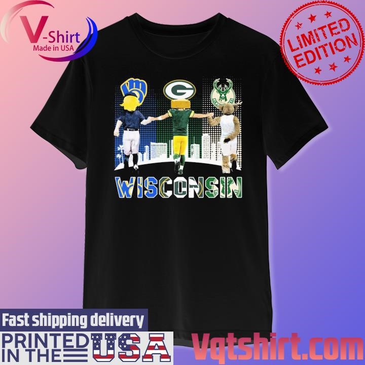 Bernie Brewer Plushlete Mascot and Bango Wisconsin skyline shirt