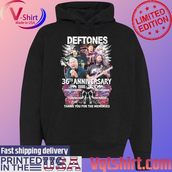 Deftones 36th anniversary 1988-2024 thank you for the memories signatures shirt Black Hoodie