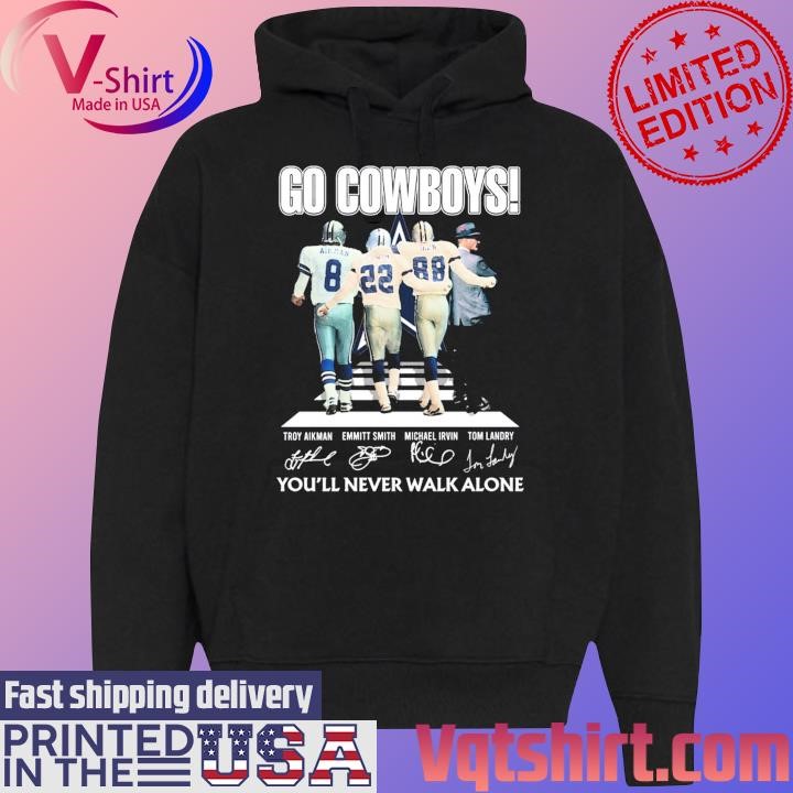 Go Dallas Cowboys abbey road you'll never walk alone signatures shirt Black Hoodie