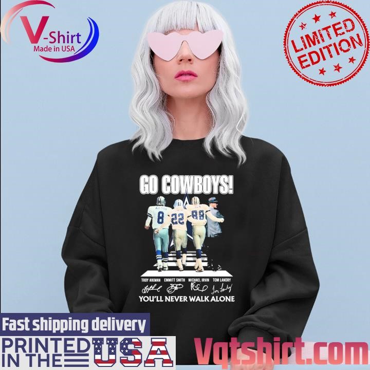 Go Dallas Cowboys abbey road you'll never walk alone signatures shirt Sweater