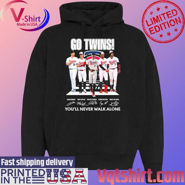 Go Twins abbey road you'll never walk alone signatures shirt Black Hoodie