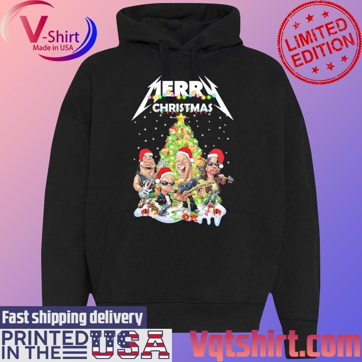 Metallica Band Santa Merry Christmas light shirt Black Hoodie