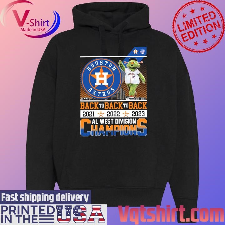 Orbit Houston Astros Back to back to back 2021 2022 2023 AL West Division Champions shirt Black Hoodie