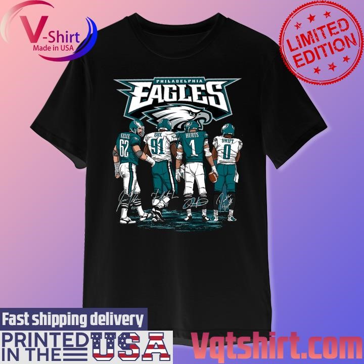 Philadelphia Eagles Kelce Cox Hurts and Swift signatures shirt