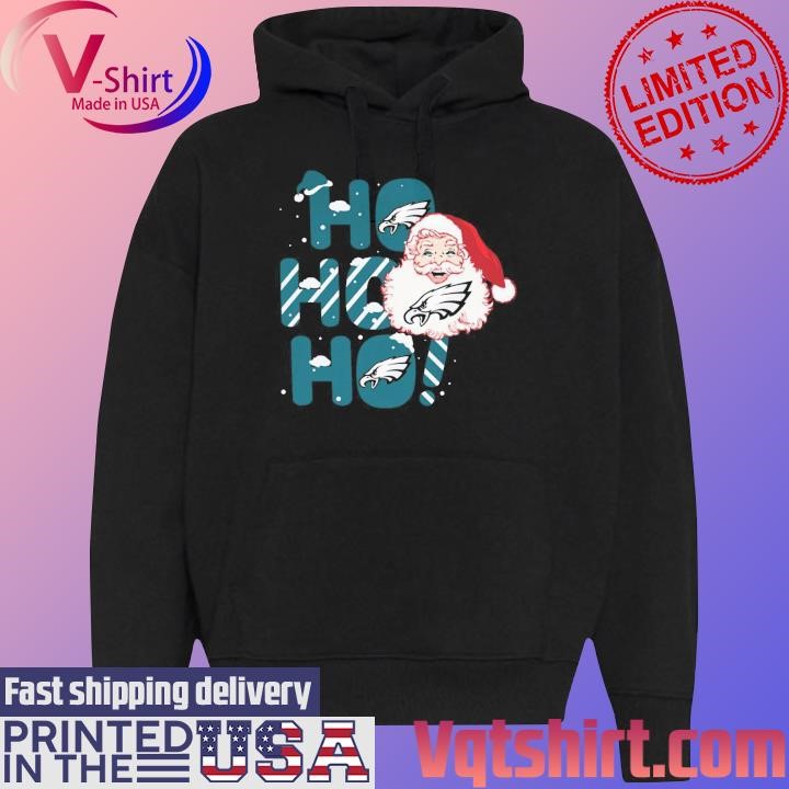 Philadelphia Eagles Santa Claus Ho Ho Ho Merry Christmas 2023 shirt Black Hoodie