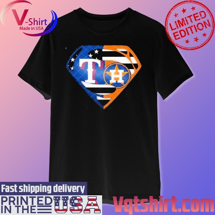 Superman Hero Texas Rangers vs Houston Astros logo shirt