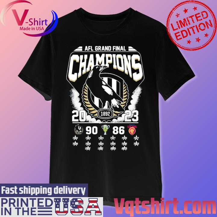 AFL Grand Final Champions 2023 Collingwood Magpies 90-86 Brisbane Lions shirt