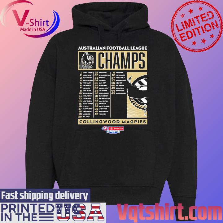 Australian Football League Champ Collingwood Magpies 2023 s Black Hoodie