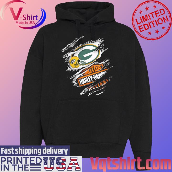 Blood Inside Green Bay Packers Motor Harley Davidson Cycles 2023 s Black Hoodie