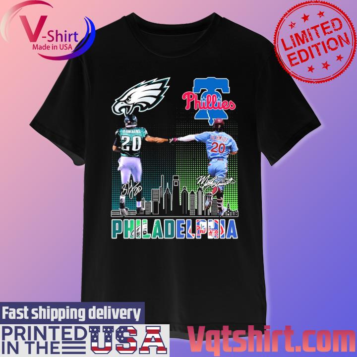 Brian Dawkins and Mike Schmidt Philadelphia Skyline signatures shirt