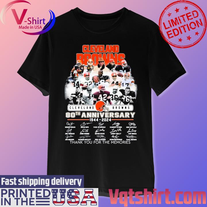 Cleveland Browns 80th Anniversary 1944-2024 Thank You For The Memories Signatures T-Shirt