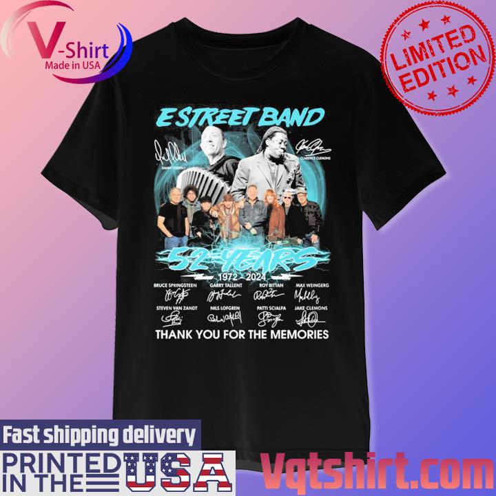 Estreet Band And Bruce Springsteen 52 Years 1972-2024 Thank You For The Memories Signatures Shirt