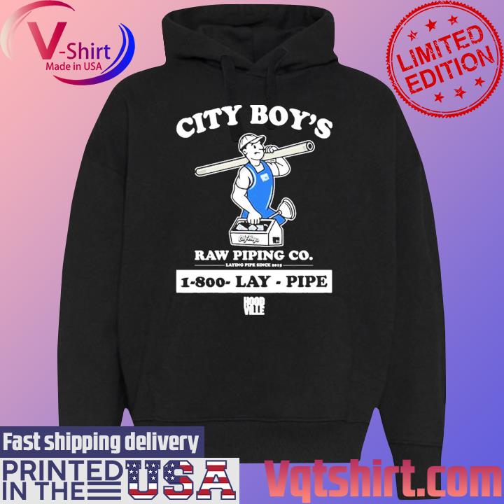 Lay Pipe City Boy’s Raw Piping Co 1-800 Lay Pipe Hoodville Shirt Black Hoodie