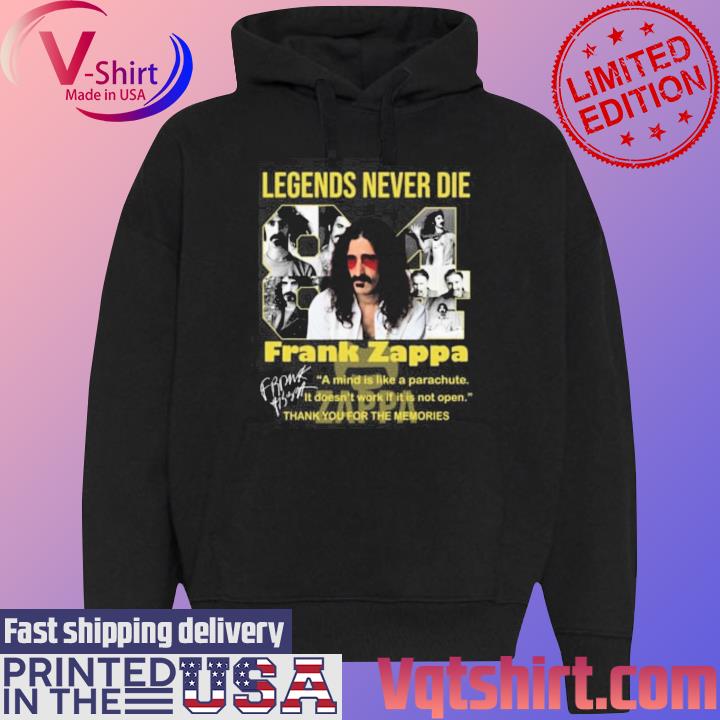 Legends Never Die Frank Zappa Thank You For The Memories Signature T-Shirt Black Hoodie