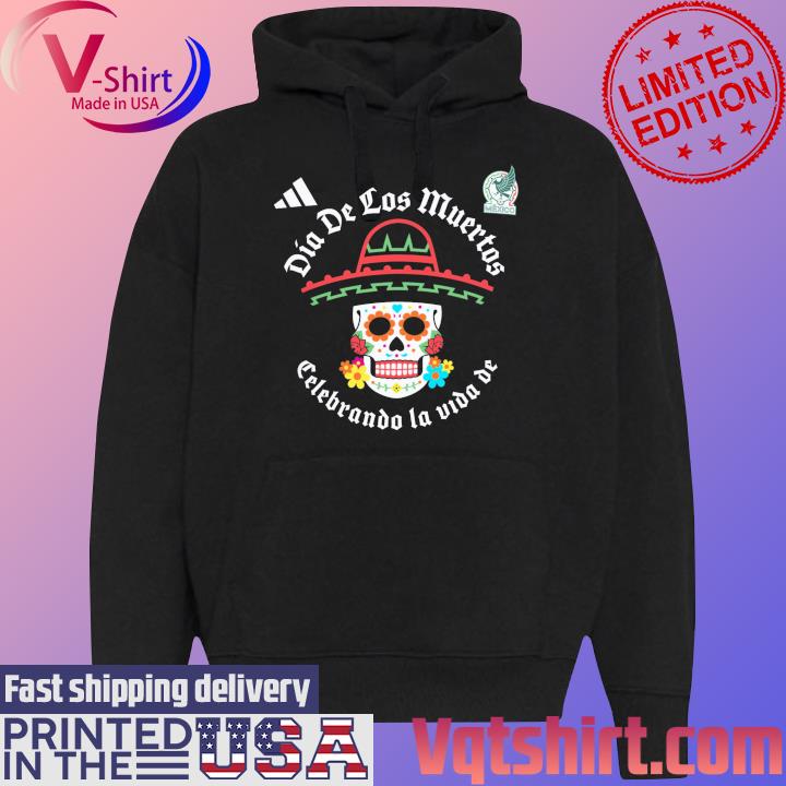 Mexico National Team adidas Día De Los Muertos Sugar Skull Sombrero T-Shirt Black Hoodie