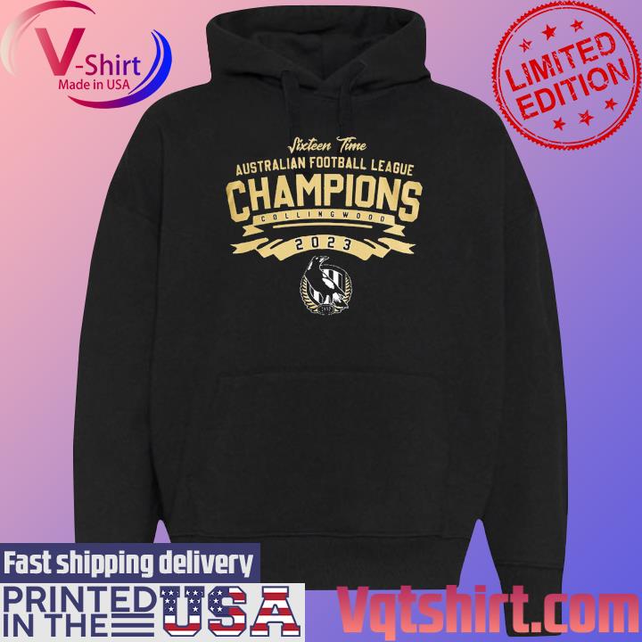 Sixteen Time Australian Football League Champions Collingwood Magpies 2023 s Black Hoodie