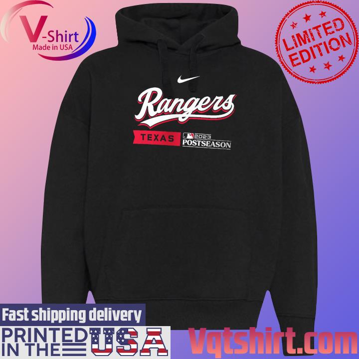 Texas Rangers Nike 2023 Postseason Authentic Collection Dugout T-Shirt Black Hoodie