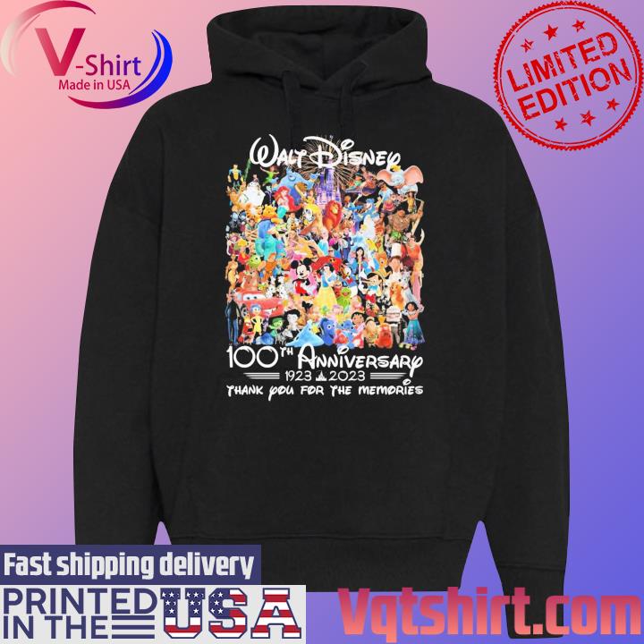 Walt Disney 100th Anniversary 1923-2023 Thank You For The Memories T-Shirt Black Hoodie