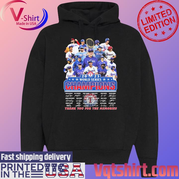 2023 World Series Champions Texas Rangers Thank You For The Memories Signatures T-Shirt Black Hoodie