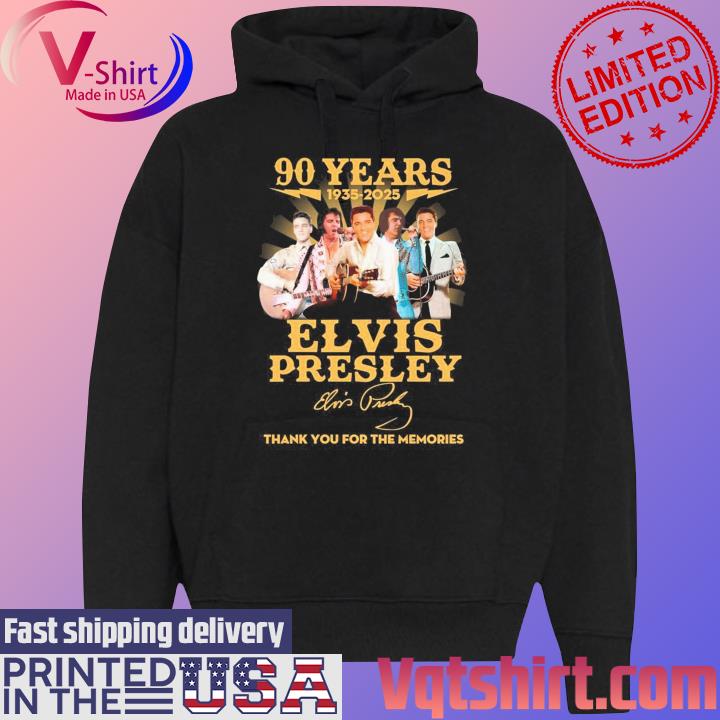 90 Years 1935-2025 Elvis Presley Thank You For The Memories signature s Black Hoodie