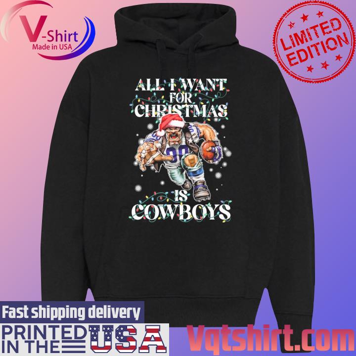 All I want for Christmas is Dallas Cowboys light s Black Hoodie