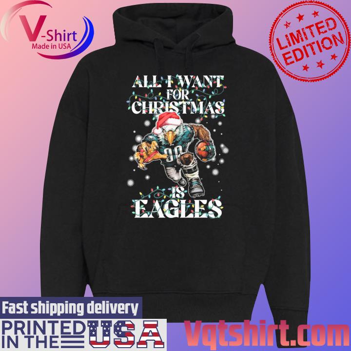 All I want for Christmas is Philadelphia Eagles light s Black Hoodie