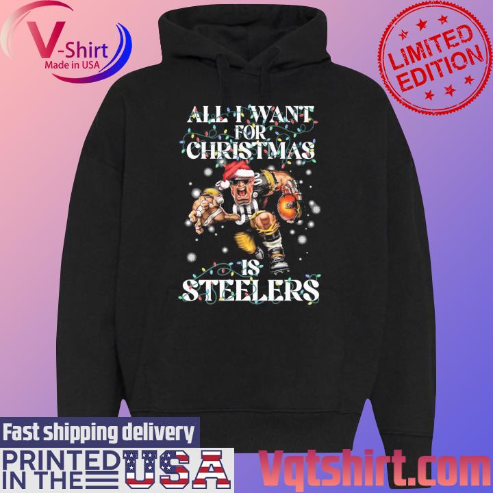 All I want for Christmas is Pittsburgh Steelers light s Black Hoodie