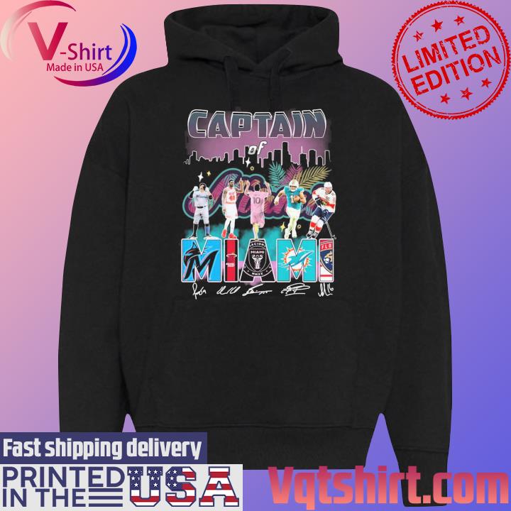 Official Captain of Miami Sport team signatures s Black Hoodie