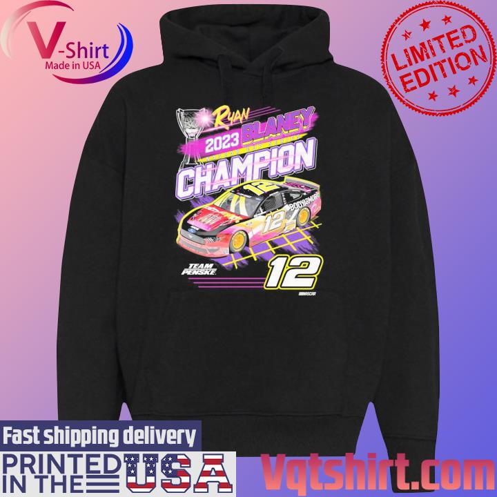 Official Ryan Blaney trophy 2023 Nascar Cup Series Champions Team Penske Car s Black Hoodie