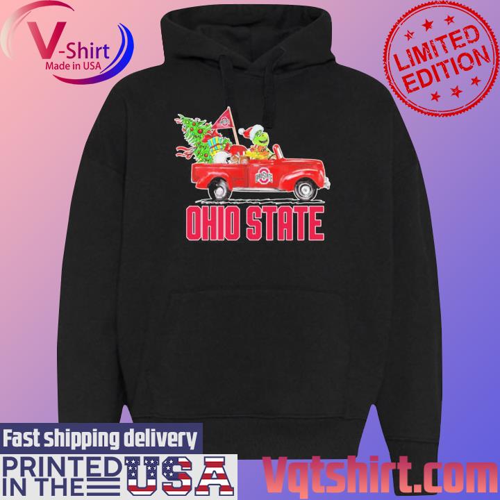 Official Santa Grinch and Dog driver car Ohio State Buckeyes Christmas s Black Hoodie