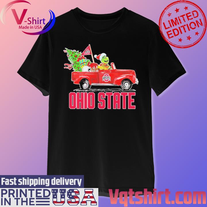 Official Santa Grinch and Dog driver car Ohio State Buckeyes Christmas shirt