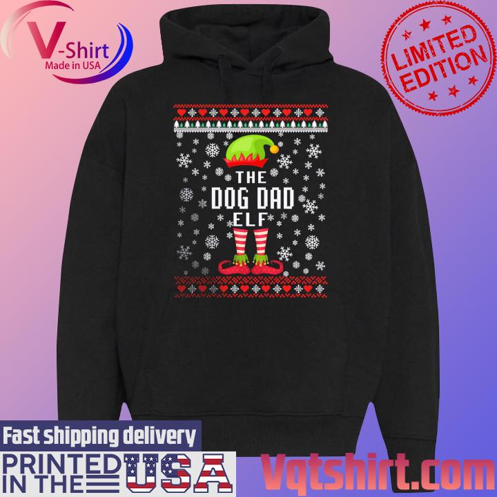 Official The Dog Dad Elf Ugly Christmas s Black Hoodie