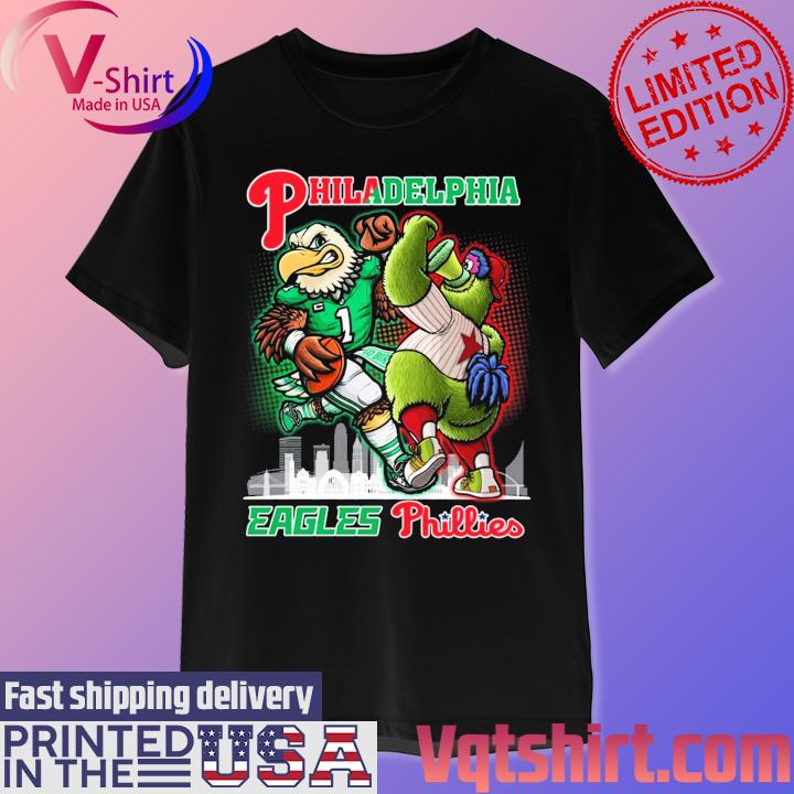 Philadelphia Mascot Skyline Eagles and Phillies shirt