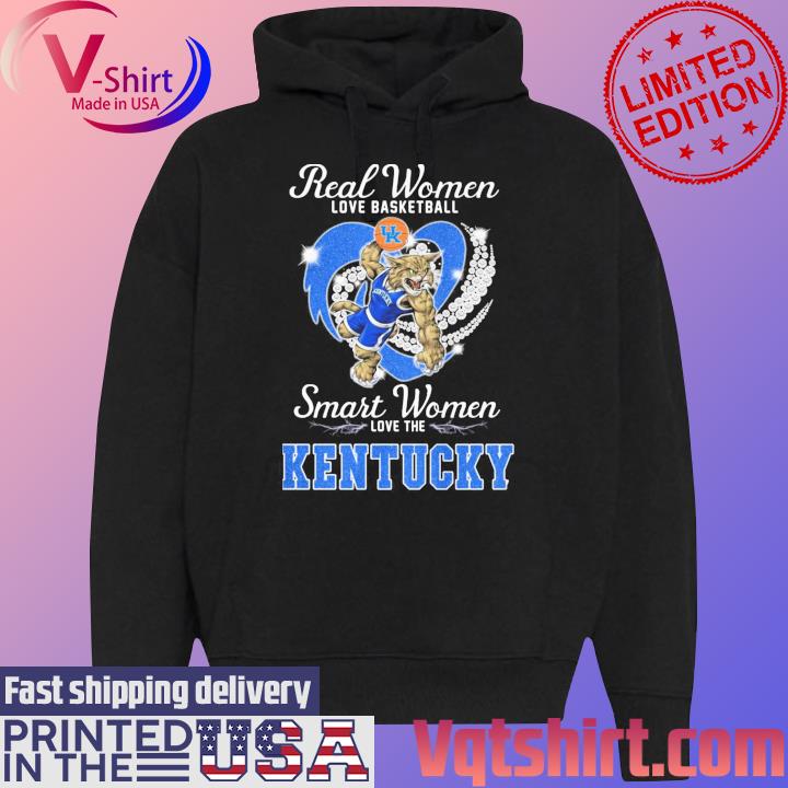 Real Women love basketball smart Women love the Kentucky Wildcats mascot heart diamond s Black Hoodie