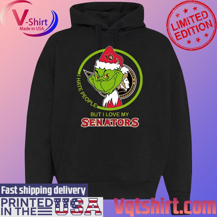 Santa Grinch I hate people but I love my Ottawa Senators Christmas 2023 s Black Hoodie