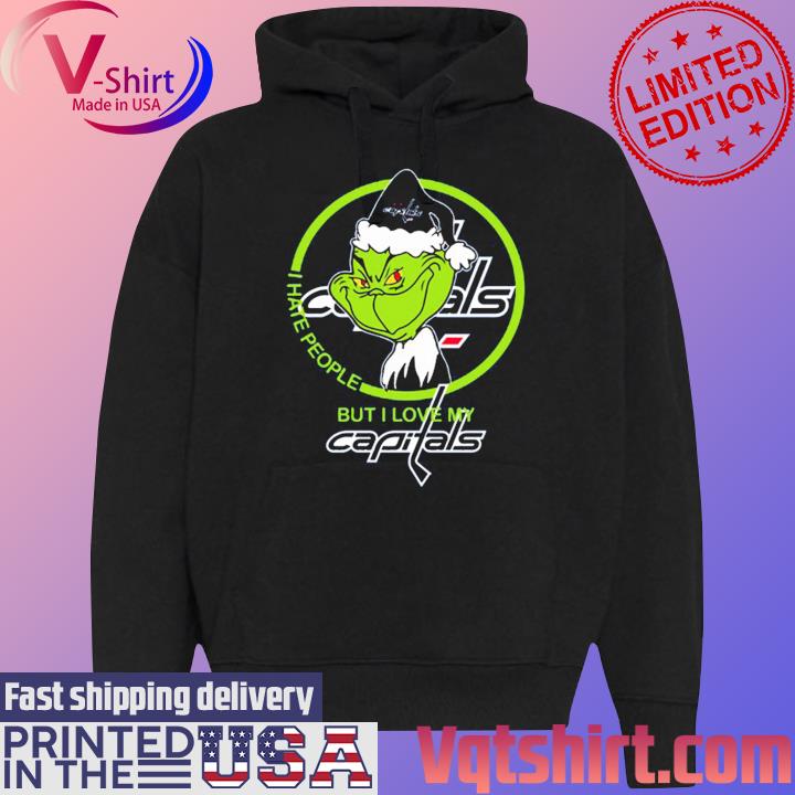 Santa Grinch I hate people but I love my Washington Capitals Christmas 2023 s Black Hoodie