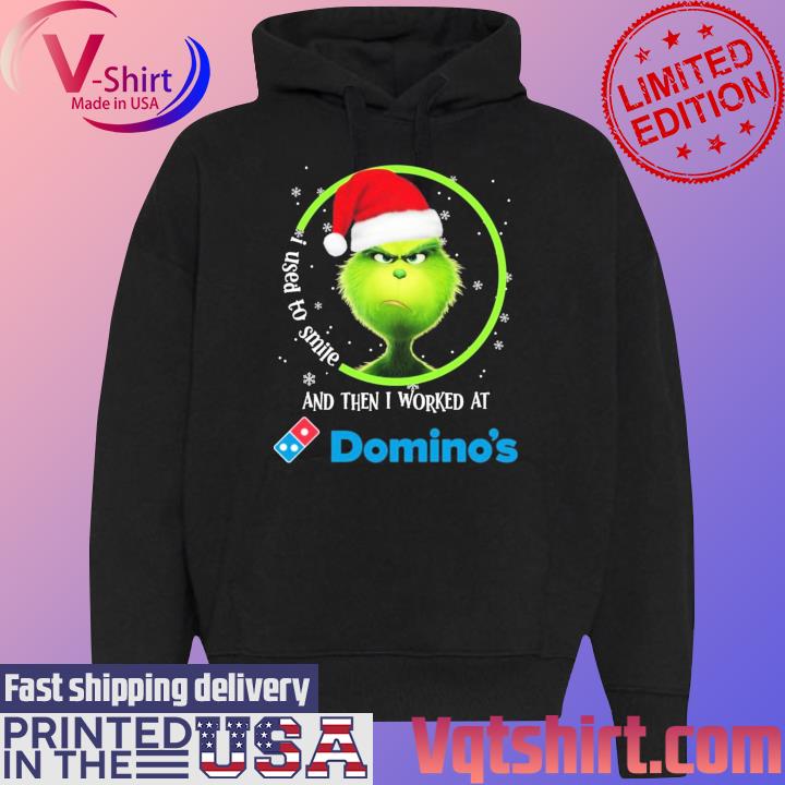 Santa Grinch I Used To Smile And Then I Worked At Domino's Merry Christmas Shirt Black Hoodie