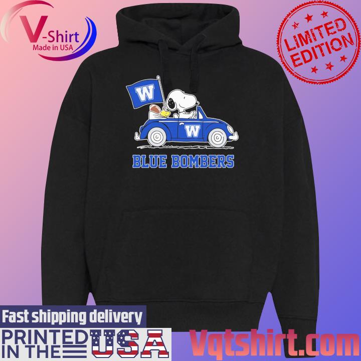 Snoopy and Woodstock driver Car Blue Bombers s Black Hoodie