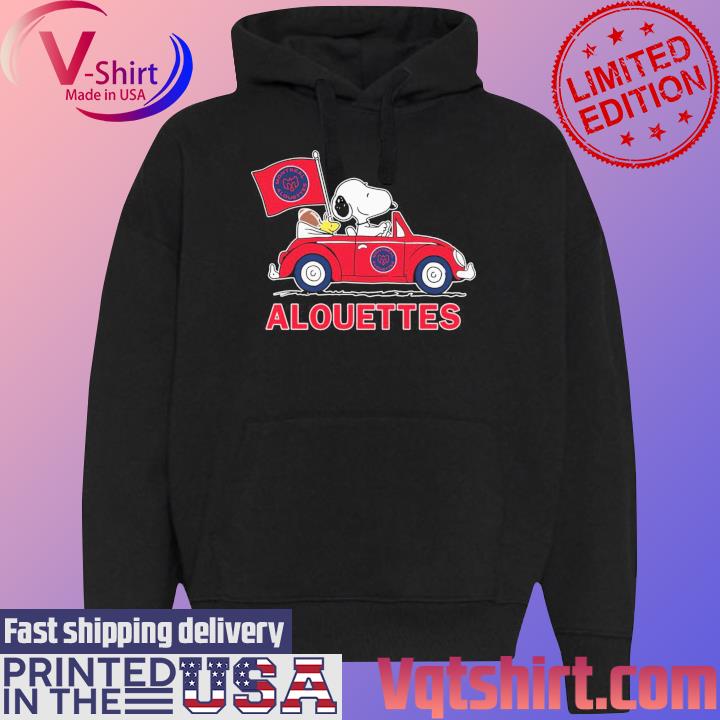 Snoopy and Woodstock driver Car Montreal Alouettes s Black Hoodie