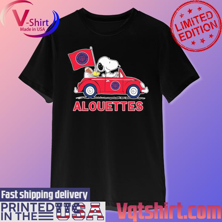 Snoopy and Woodstock driver Car Montreal Alouettes shirt