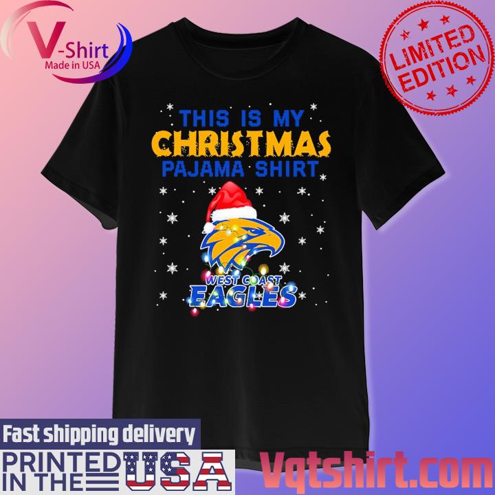 This is my Christmas pajama shirt West Coast Eagles light shirt